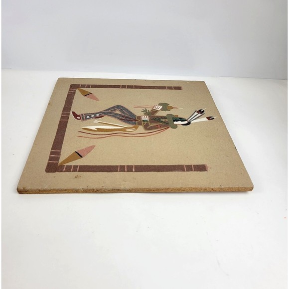 NAVAJO Native American Indian Sand Art Painting on Board Yei Bei Chai Dancer 12" - Picture 9 of 11